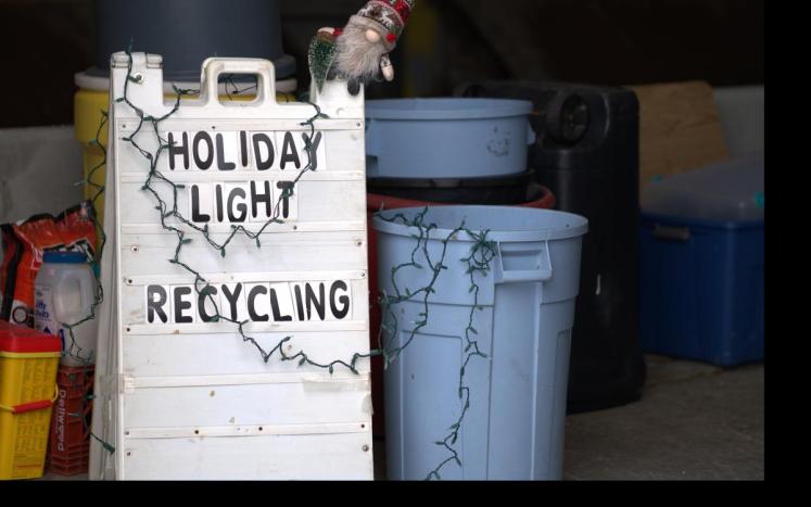 Holiday Lights Recycling Bin at DPW